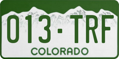 CO license plate 013TRF