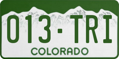 CO license plate 013TRI