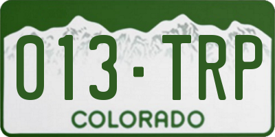 CO license plate 013TRP