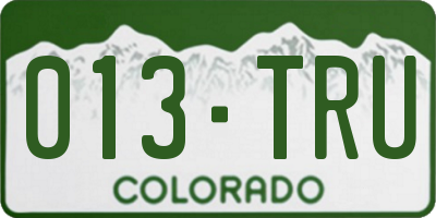 CO license plate 013TRU