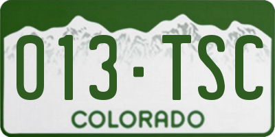 CO license plate 013TSC