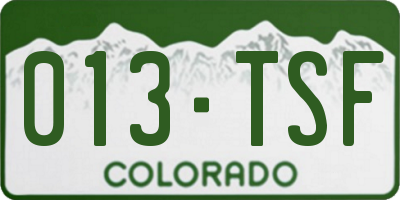CO license plate 013TSF