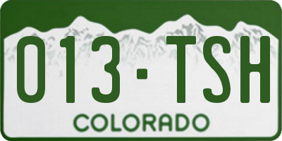 CO license plate 013TSH