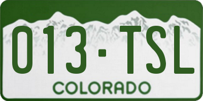 CO license plate 013TSL