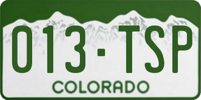 CO license plate 013TSP