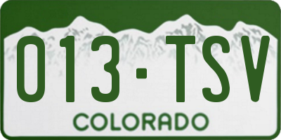 CO license plate 013TSV