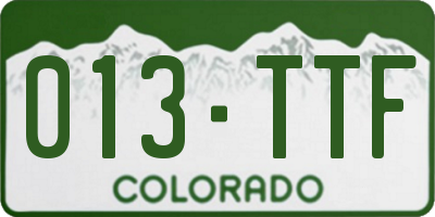 CO license plate 013TTF