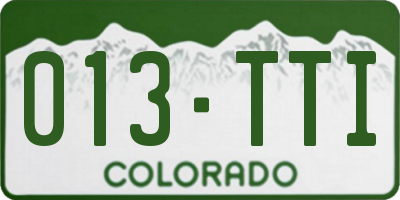 CO license plate 013TTI