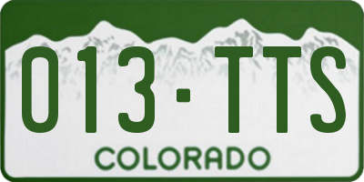CO license plate 013TTS