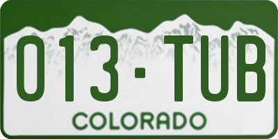 CO license plate 013TUB