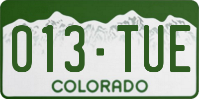 CO license plate 013TUE