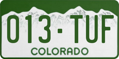 CO license plate 013TUF