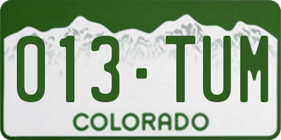 CO license plate 013TUM