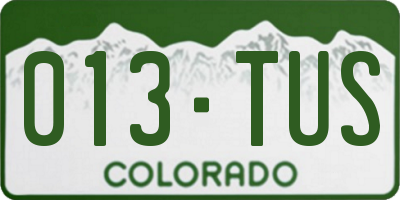 CO license plate 013TUS