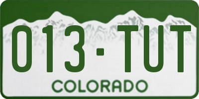 CO license plate 013TUT