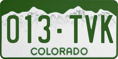 CO license plate 013TVK