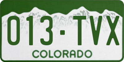 CO license plate 013TVX