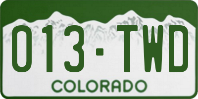 CO license plate 013TWD
