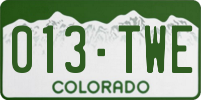 CO license plate 013TWE