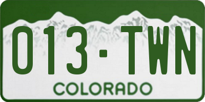 CO license plate 013TWN