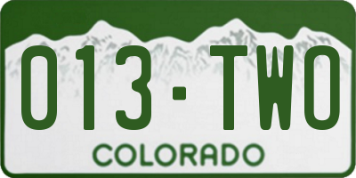 CO license plate 013TWO