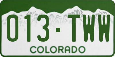 CO license plate 013TWW