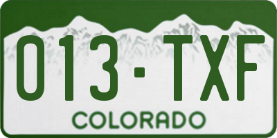 CO license plate 013TXF