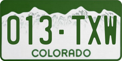 CO license plate 013TXW