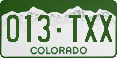 CO license plate 013TXX