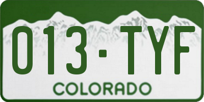 CO license plate 013TYF