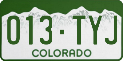CO license plate 013TYJ