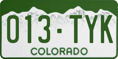 CO license plate 013TYK