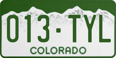 CO license plate 013TYL