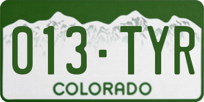 CO license plate 013TYR
