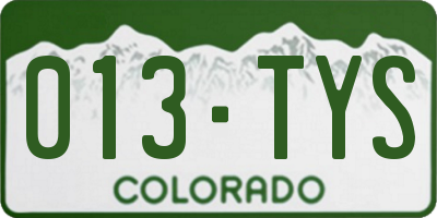 CO license plate 013TYS