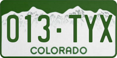 CO license plate 013TYX