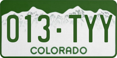 CO license plate 013TYY