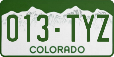 CO license plate 013TYZ