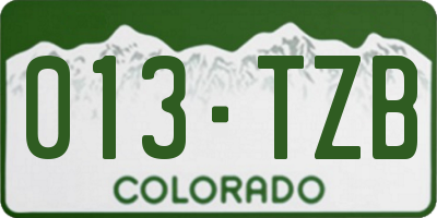 CO license plate 013TZB