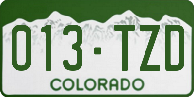 CO license plate 013TZD