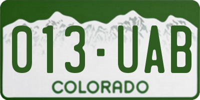 CO license plate 013UAB