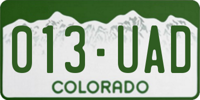 CO license plate 013UAD