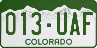 CO license plate 013UAF