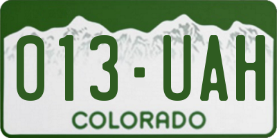 CO license plate 013UAH