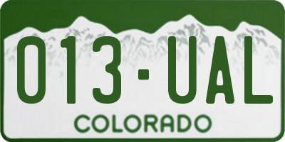 CO license plate 013UAL