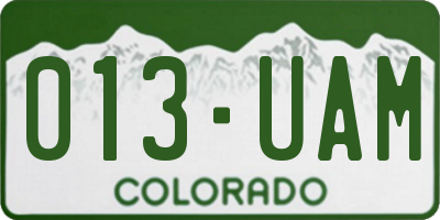 CO license plate 013UAM
