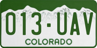 CO license plate 013UAV