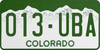 CO license plate 013UBA
