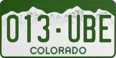 CO license plate 013UBE