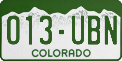 CO license plate 013UBN